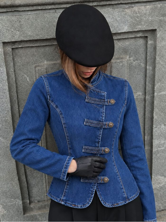 Chaqueta denim militar con botones