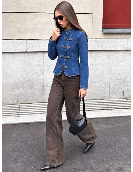 Chaqueta denim militar con botones